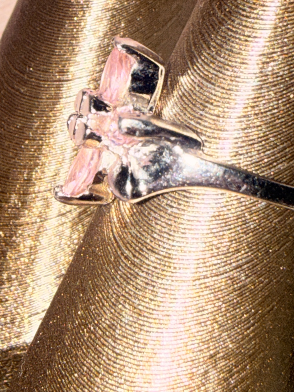 Vintage 925 Sterling Silver Pink Marquise Flower Ring - Size 6.5 - Picture 8 of 12